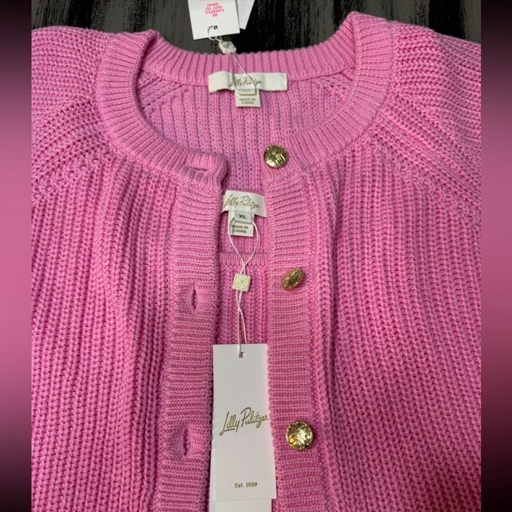 Lilly Pulitzer Bristow Ribbed Cardigan & Matching Tank Set In Pink Bliss NWT XL - Picture 14 of 16
